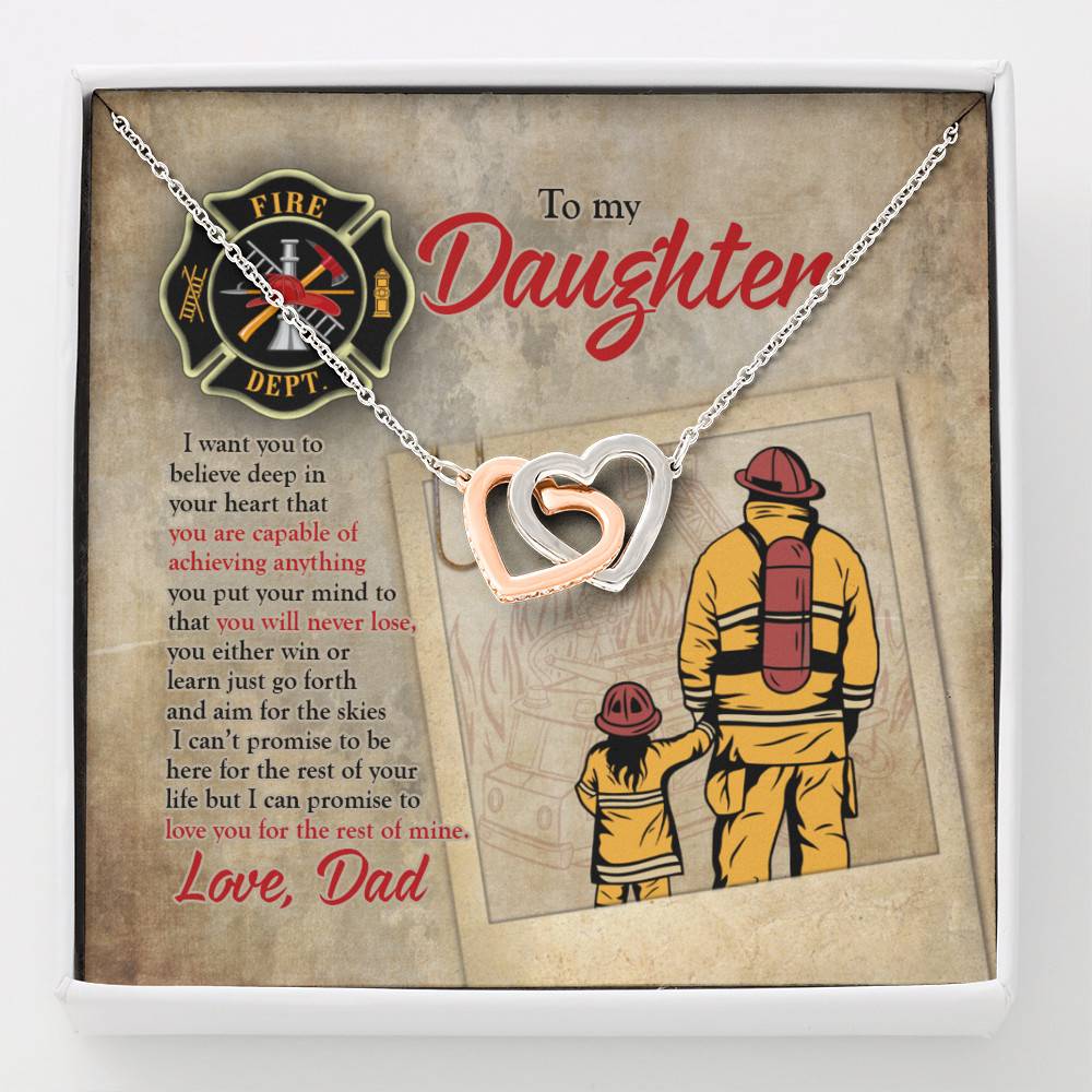 Firefighter To My Daughter I Want You To Believe Deep In Your Heart Interlocking Hearts Pendant Necklace - Interlocking Hearts Necklace Firefighter To My Daughter I Want You To Believe Deep In Your Heart Interlocking Hearts Pendant Necklace - Interlocking Hearts Necklace
