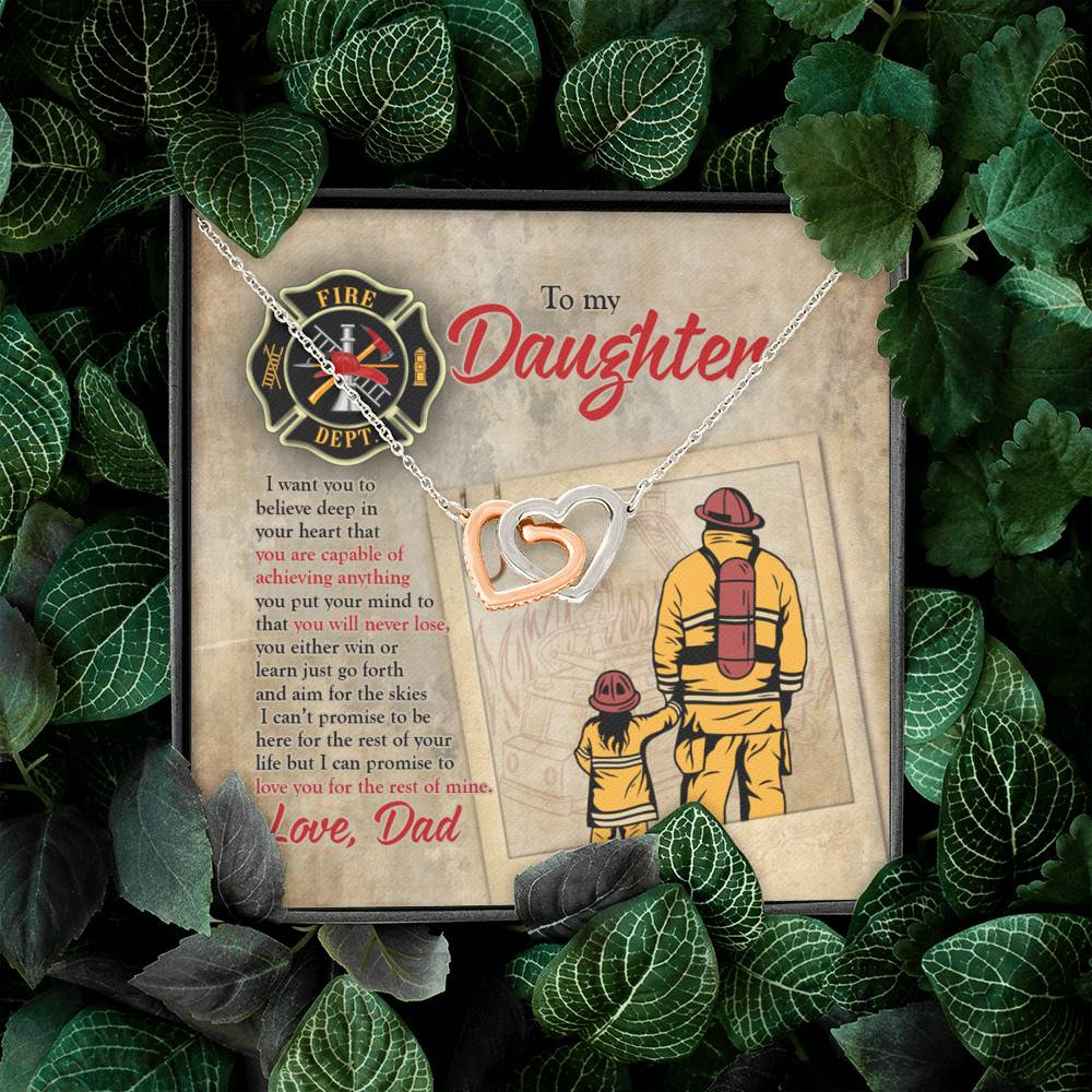 Firefighter To My Daughter I Want You To Believe Deep In Your Heart Interlocking Hearts Pendant Necklace Firefighter To My Daughter I Want You To Believe Deep In Your Heart Interlocking Hearts Pendant Necklace