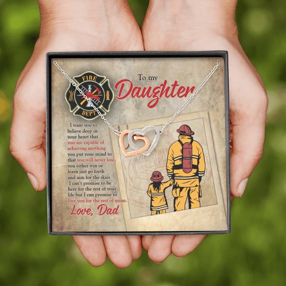 Firefighter To My Daughter I Want You To Believe Deep In Your Heart Interlocking Hearts Pendant Necklace Firefighter To My Daughter I Want You To Believe Deep In Your Heart Interlocking Hearts Pendant Necklace