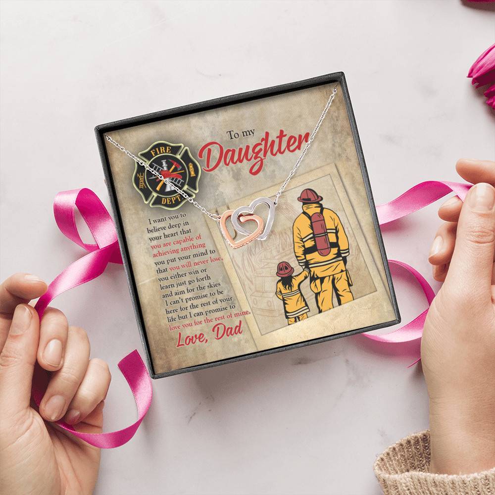 Firefighter To My Daughter I Want You To Believe Deep In Your Heart Interlocking Hearts Pendant Necklace Firefighter To My Daughter I Want You To Believe Deep In Your Heart Interlocking Hearts Pendant Necklace