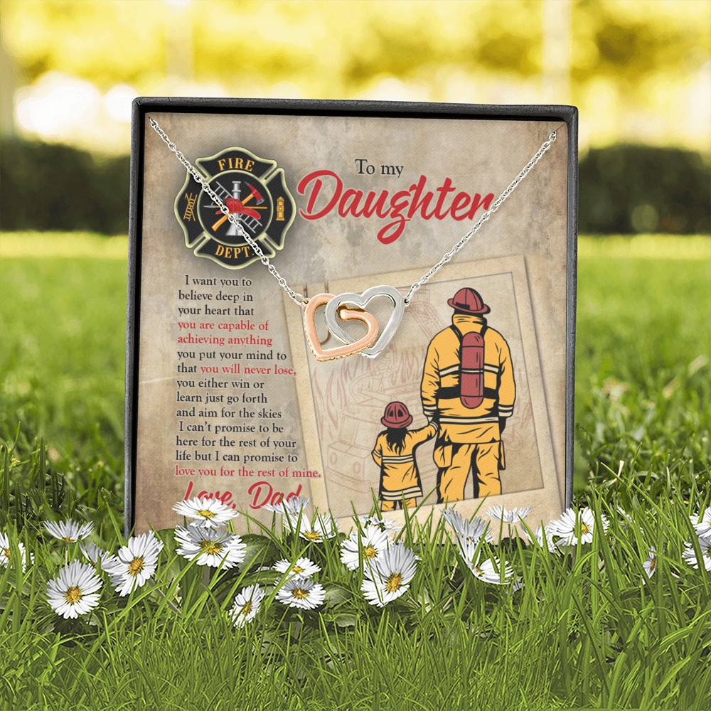 Firefighter To My Daughter I Want You To Believe Deep In Your Heart Interlocking Hearts Pendant Necklace Firefighter To My Daughter I Want You To Believe Deep In Your Heart Interlocking Hearts Pendant Necklace