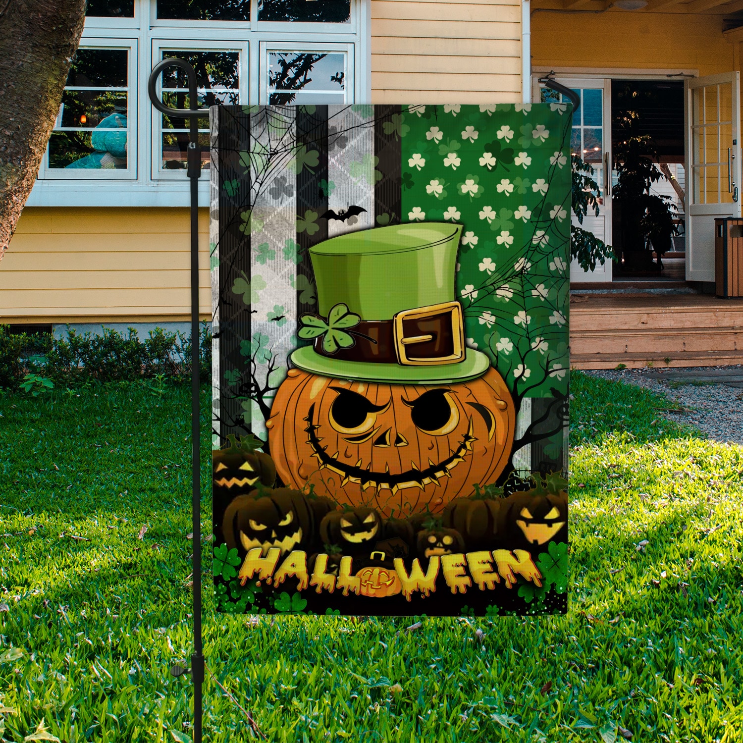 3KT. Irish Halloween American Flag-30x40-Side 1 Garden Flag Mockup 3