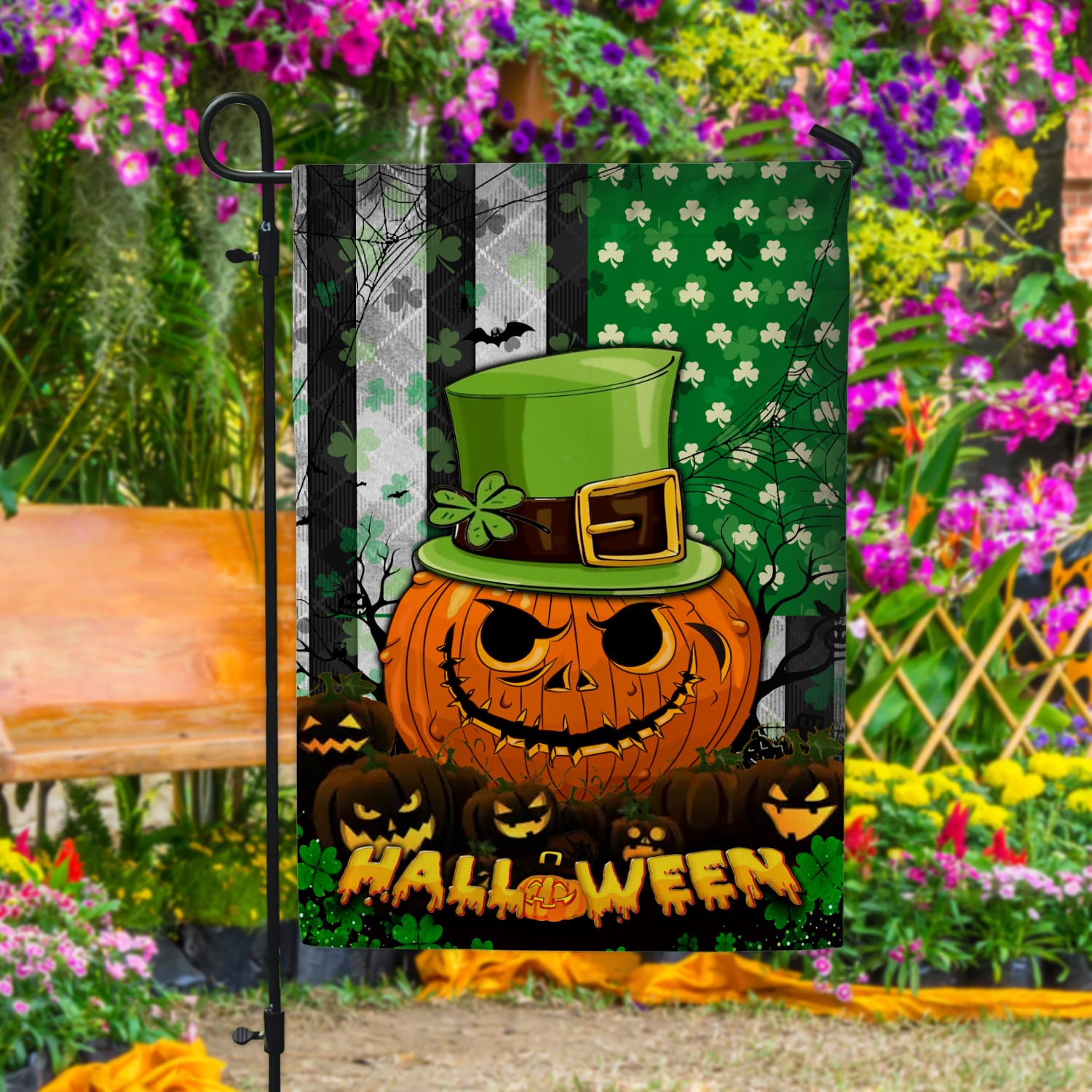 3KT. Irish Halloween American Flag-30x40-Side 1 Garden Flag Mockup 4