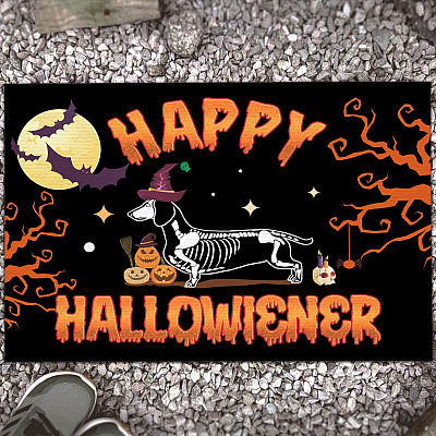 Happy Halloweiner Dachshund Dog Halloween Pet Owner Decorative Entrance Doormat Gift - Halloween Wiener Dog Happy Halloweiner Doormat