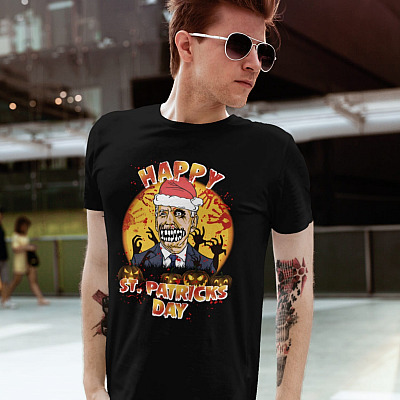 Alternative view of Joe Biden Happy St Patrick Day Pumpkin Head Halloween T-Shirt - Impeach Joe Biden Shirt