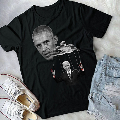 Alternative view of Obama Puppet Control Biden - Joe Biden As A Puppet T-Shirt Biden Blood On His Hands Anti Biden Tee