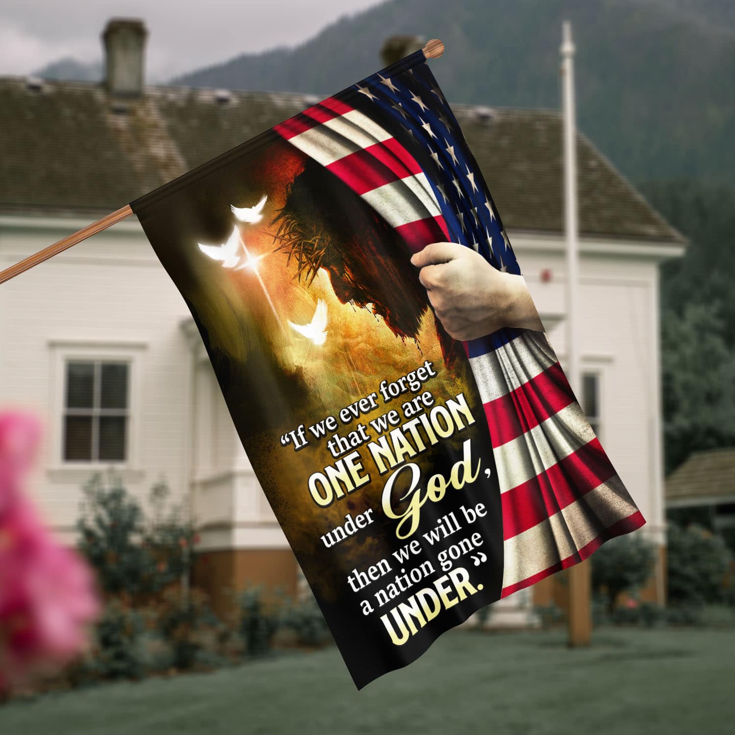 30x40 - Side 1 House Flag Mockup 4