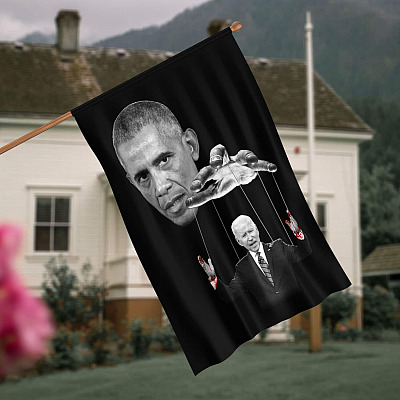 Obama Puppet Control Biden - Joe Biden As A Puppet Biden Blood On His Hands Anti Biden Decorative Garden Flag - House Flag