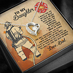 Firefighter Dad To My Daughter I Want You To Believe Deep In Your Heart Forever Love Heart Pendant Necklace