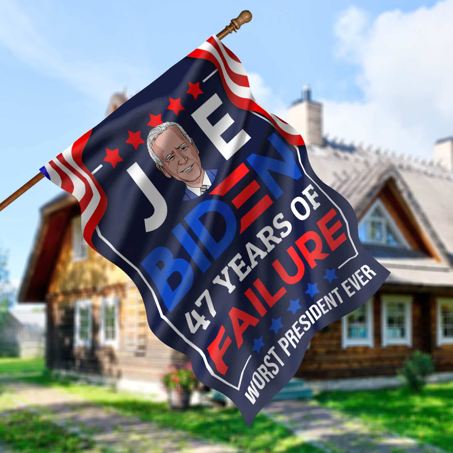 8TM. Joe Biden 47 Years-30x40 House Flag Mockup 5
