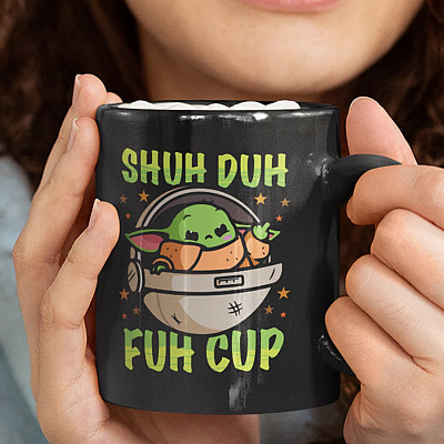 Alternative view of Shub Duh Fuh Cup Baby Yoda Ceramic Coffee Mug - Beer Stein - Water Bottle - Color Changing Mug