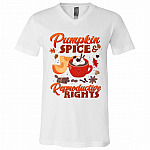 Pumpkin Spice And Tshirt, White, V-Neck T-Shirt