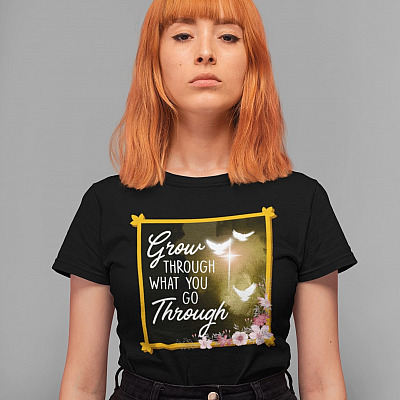 Alternative view of Grow Through What You Go Through Faith Ladies T-Shirt - Premium Ladies Triblend Dolman Sleeve Shirt
