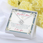 To My Beautiful Mom On My Wedding Day Thank You For Being My Mom Love Knot Necklace Mother Of The Bride Gifts