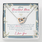 To Beautiful Mom On Wedding Day Thank You For Being My Mom Mother Bride Interlocking Hearts Pendant Necklace - Interlocking Hearts Necklace