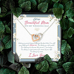 To Beautiful Mom On Wedding Day Thank You For Being My Mom Mother Bride Interlocking Hearts Pendant Necklace