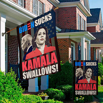 Alternative view of Biden Sucks Kamala Swallows Garden Flag - Impeach Biden Kamala Harris House Flag - Wall Flag