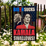Biden Sucks Kamala Swallows Garden Flag - Impeach Biden Kamala Harris House Flag - Wall Flag