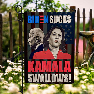 Biden Sucks Kamala Swallows Garden Flag - Impeach Biden Kamala Harris House Flag - Wall Flag