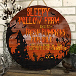 1LV. Sleepy Hollow Farm Door Sign Mockup 6