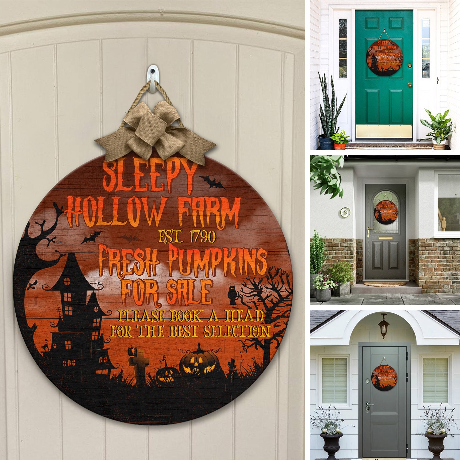 1LV. Sleepy Hollow Farm Door Sign Mockup 12