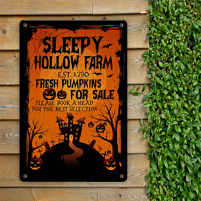 Alternative view of Sleepy Hollow Farm Est 1790 Fresh Pumpkins for Sale Retro Decorative Metal Sign - Indoor Outdoor Decor Farmhouse
