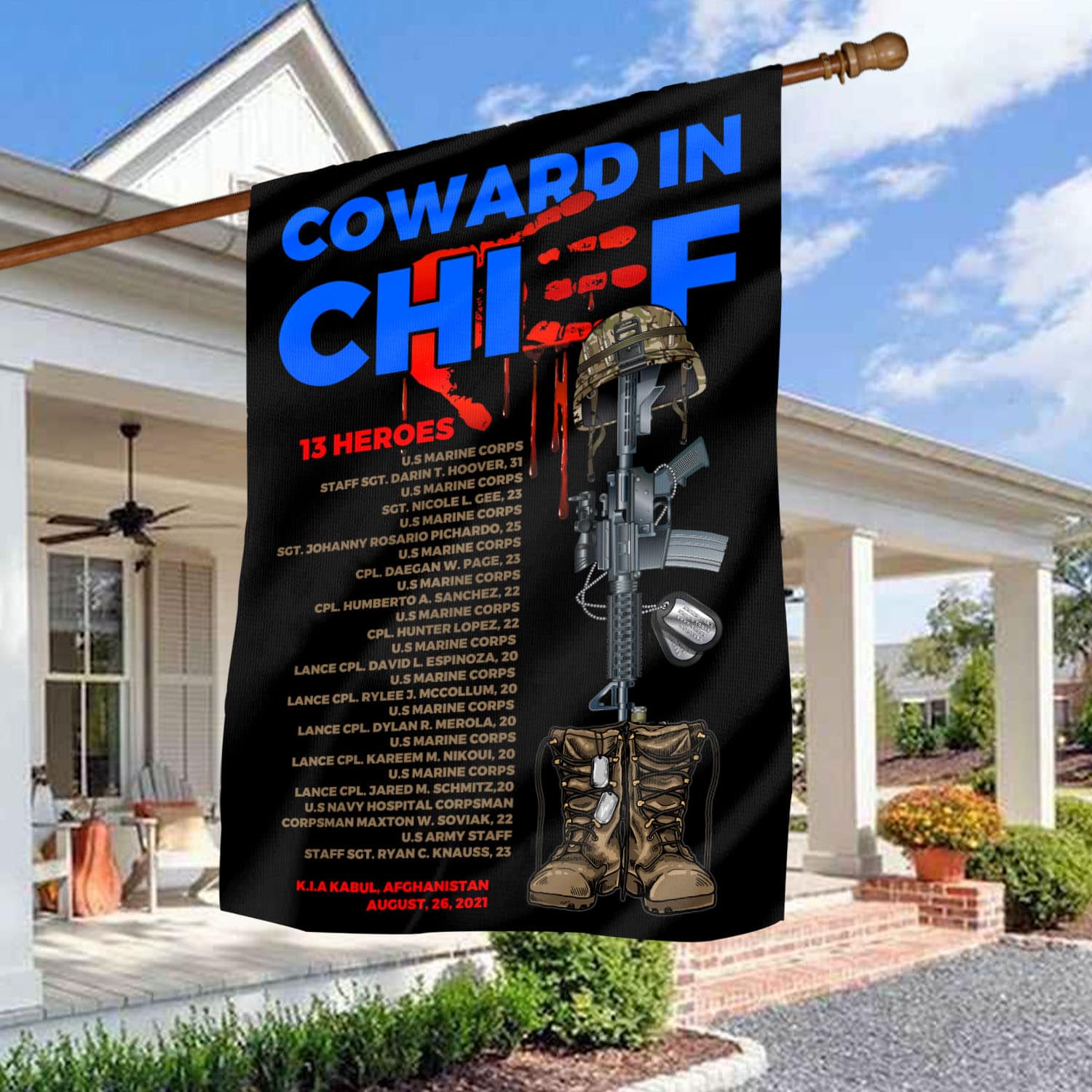 47 HG . Coward In Chief_30x40 House Flag Mockup 3
