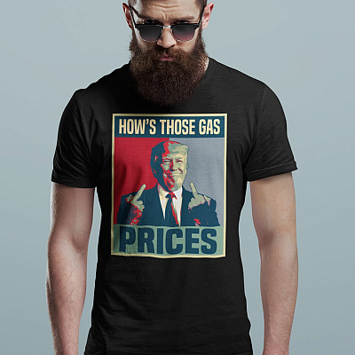 Alternative view of Donald Trump How's Those Gas Prices Funny T-shirt - V-neck - Anti Joe Biden Gas Money T-Shirt