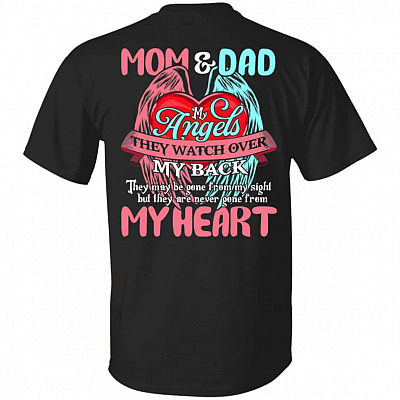 Mom And Dad My Angels Tshirt, Black, Unisex T-Shirt
