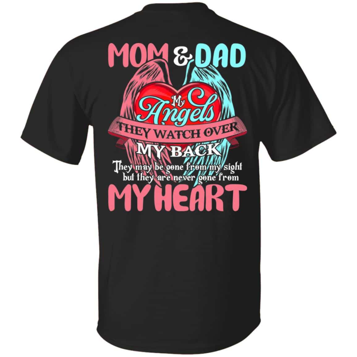 Mom And Dad My Angels Tshirt, Black, Unisex T-Shirt