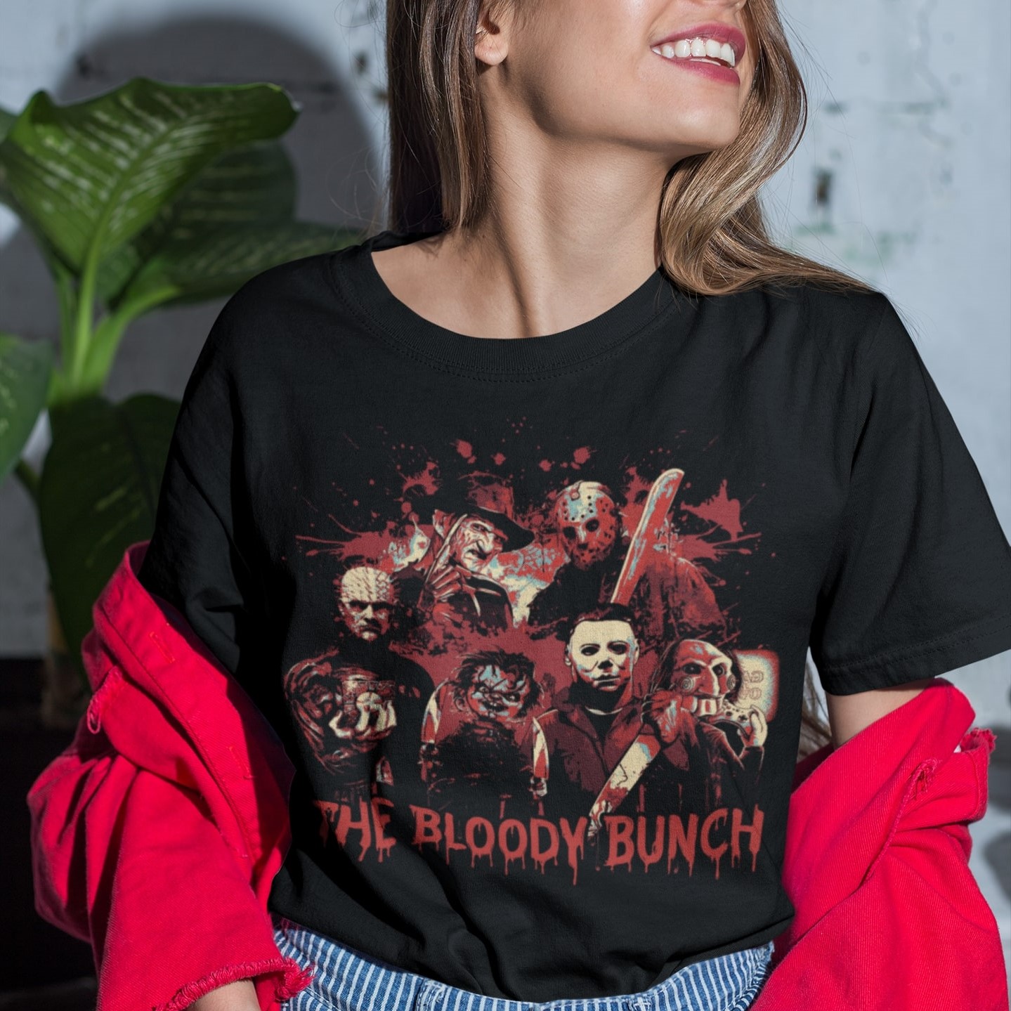 The Bloody Bunch Horror Movie Characters TShirt Funny Halloween