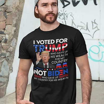 Alternative view of I Voted For Trump Who Gave Up His Wealth For This Country Not Biden T-Shirt - Impeach Biden Flag Shirt