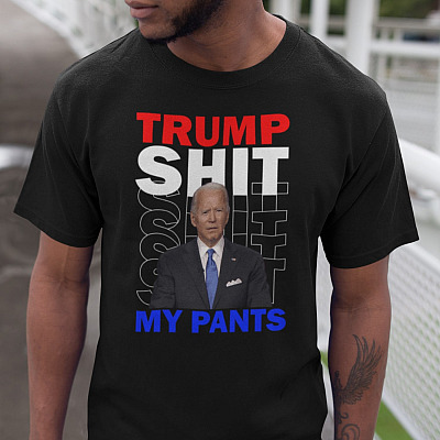 Trump Shit My Pants Funny Joe Biden T-Shirt - Pro America V-Neck Tee