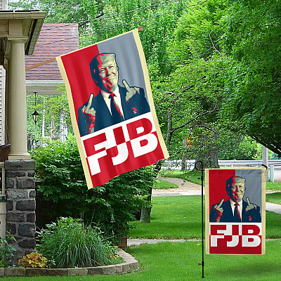 Alternative view of Trump FJB Middle Fingers Outdoor Garden Flag - House Flag - Wall Flag - FJB Pro America For Joe Biden Flag