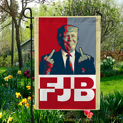 Trump FJB Middle Fingers Outdoor Garden Flag - House Flag - Wall Flag - FJB Pro America For Joe Biden Flag