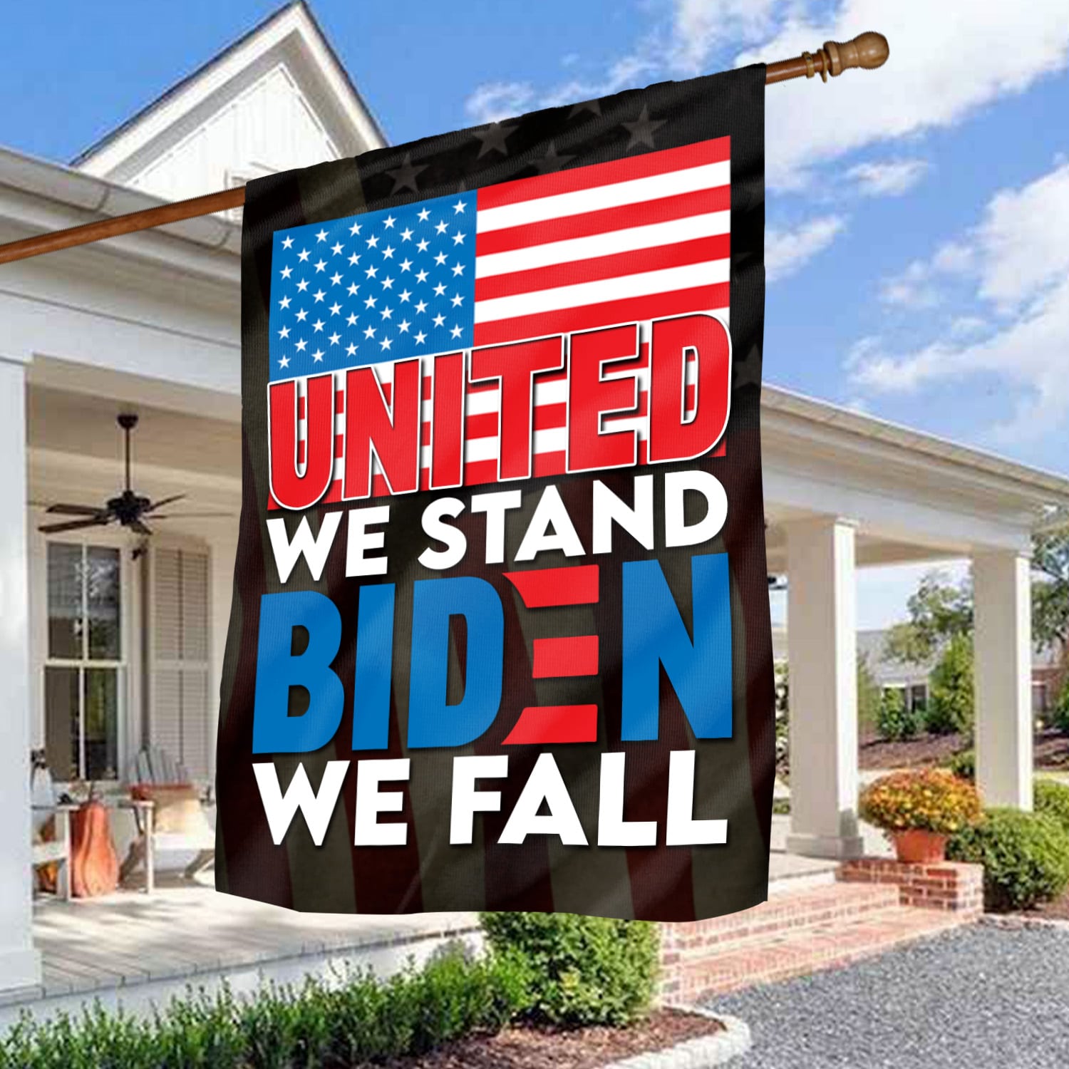 8LV. Biden We Fall (flag) 30x40r House Flag Mockup 3