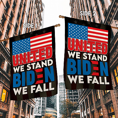Alternative view of United We Stand Biden We Fall Decorative Garden Flag - Biden Is Not My President House Flag - Anti Joe Biden Wall Flag