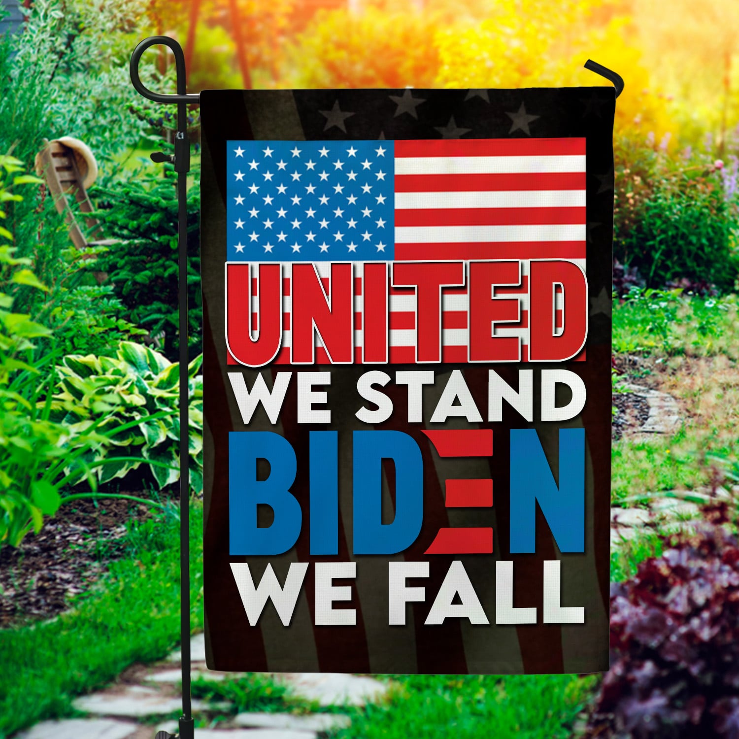 8LV. Biden We Fall (flag) 30x40r Garden Flag Mockup 1