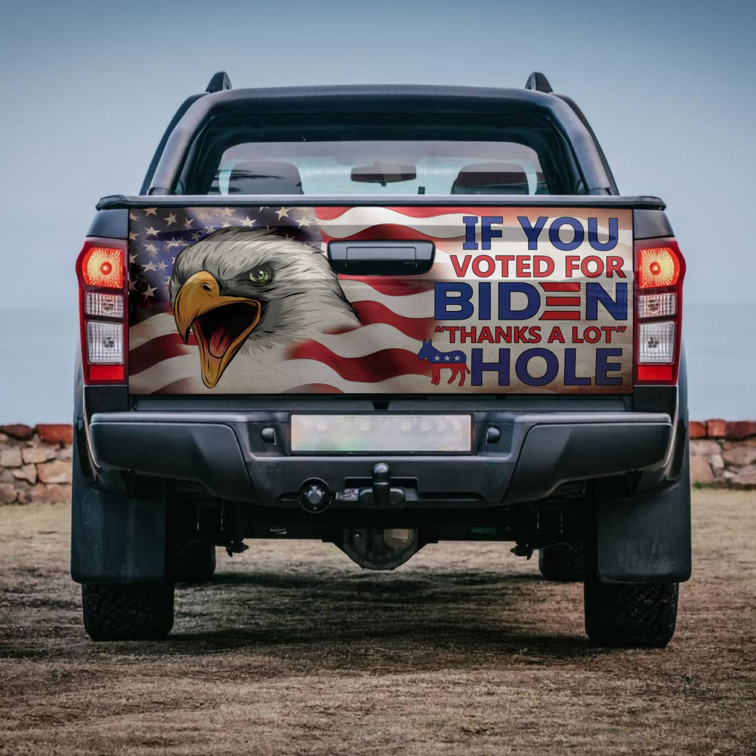 1VT. If You Voted For Biden Tailgate Tailgate Wrap Mockup 4