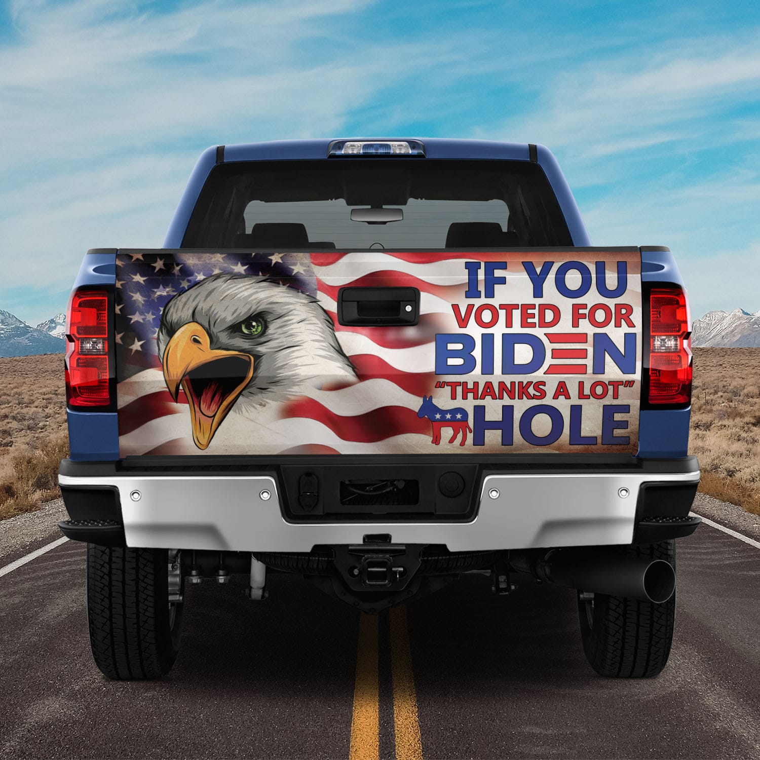 1VT. If You Voted For Biden Tailgate Tailgate Wrap Mockup 11