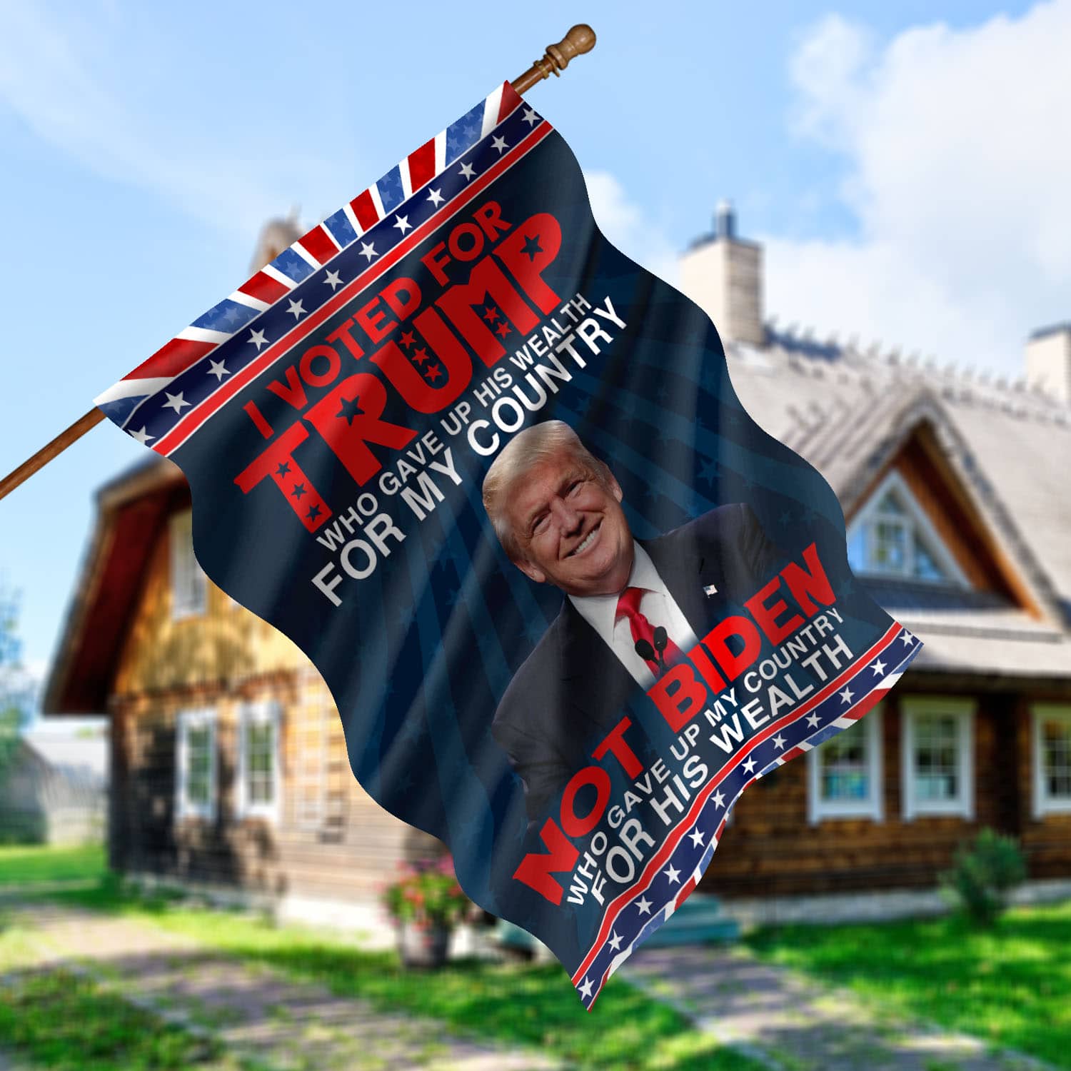 3O. Voted For Trump-30x40 House Flag Mockup 5