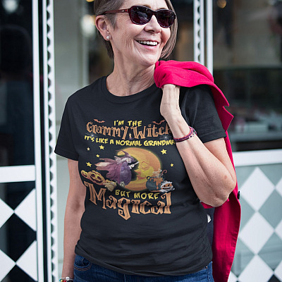 Alternative view of I'm The Grammy Witch It's Like A Normal Grandma But More Magical T-Shirt - Grandma Halloween V-Neck Shirt