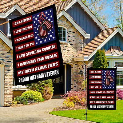 Alternative view of I Am A Veteran My Oath Never Expires Garden Flag - Vietnam Veteran American Flag