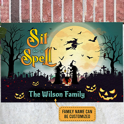 Personalized Halloween Decorations Sit For A Spell Indoor Outdoor Doormat