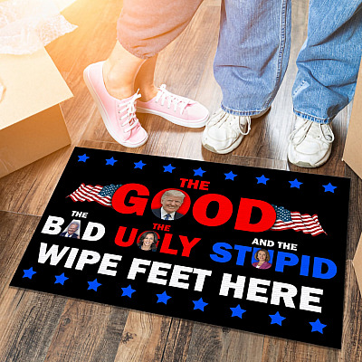 Alternative view of The Good The Bad The Ugly The Stupid And The Idiot Funny Pro Trump Entrance Doormat - Anti Biden Harris Pelosi Entrance House Doormat