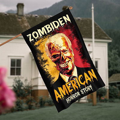 Zombiden American Horror Story Joe Biden Zombie Halloween Decorative Sign Flag - Funny Horror Biden Halloween Garden House Sign Flag