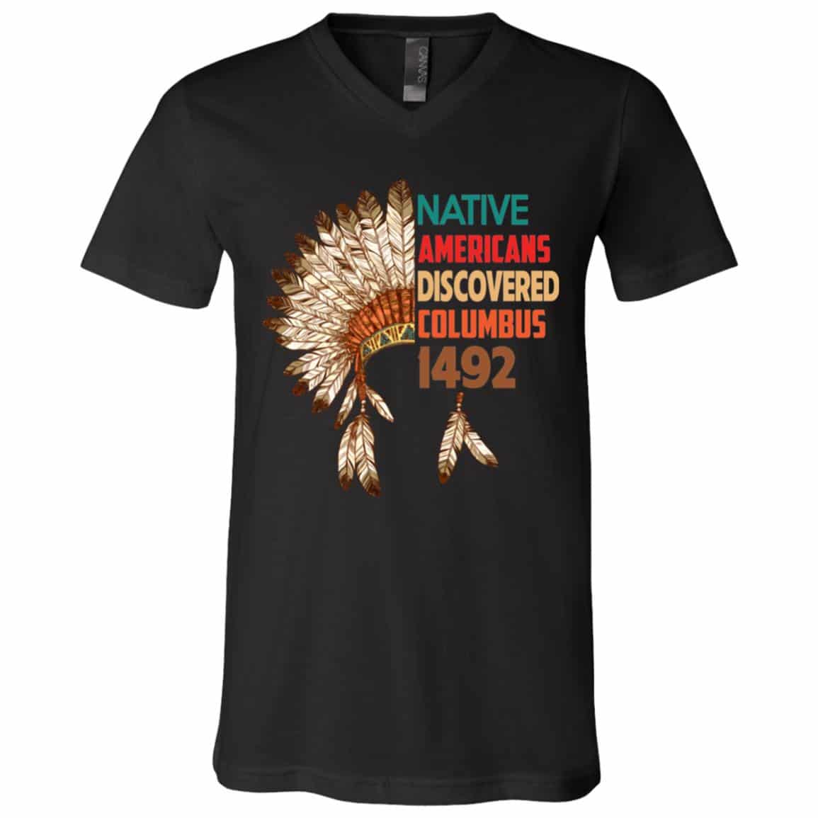 native, Black, V-Neck T-Shirt