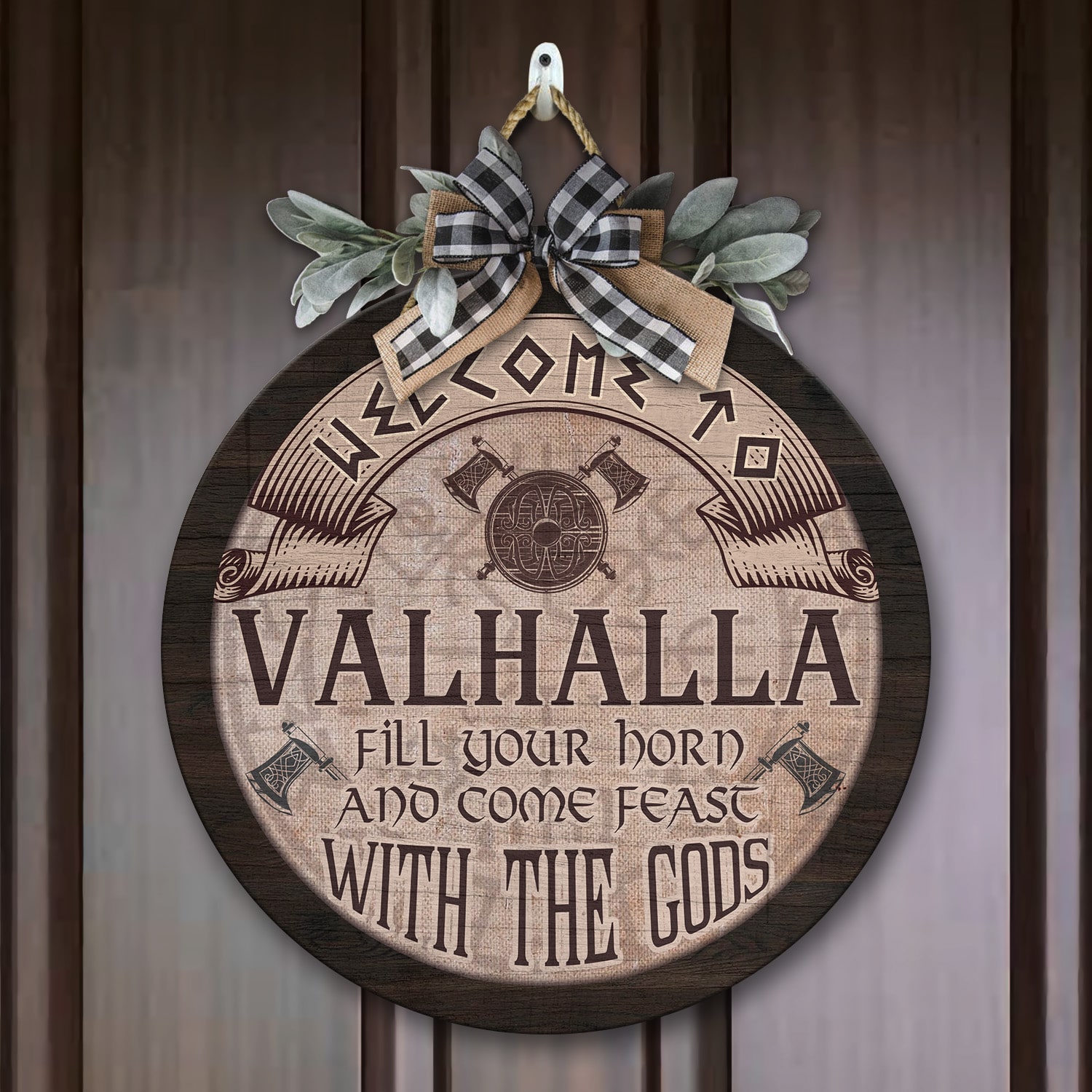 4LV. Welcome to Valhalla (Circle Door Sign) (1) Door Sign Mockup 7