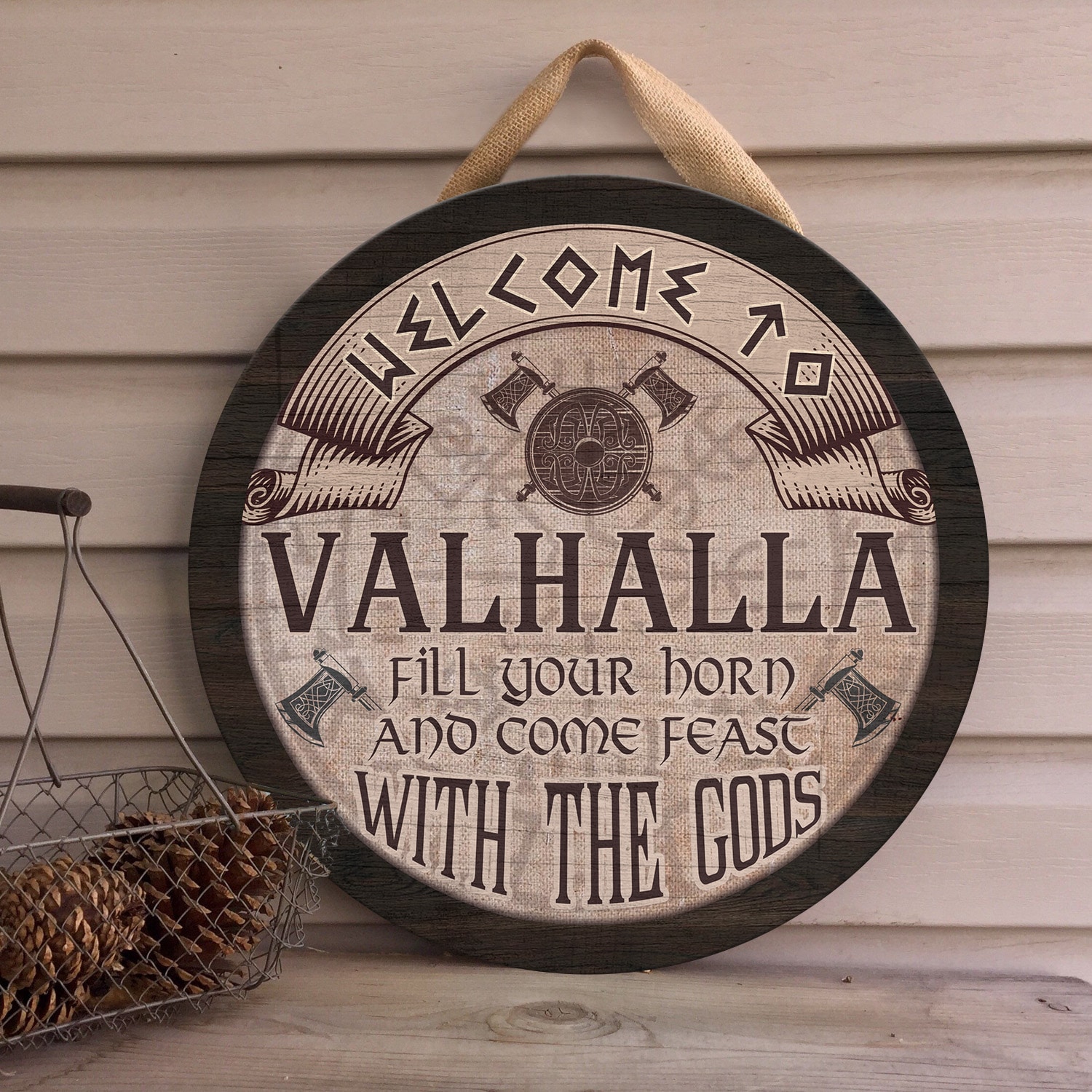 4LV. Welcome to Valhalla (Circle Door Sign) (1) Door Sign Mockup 4