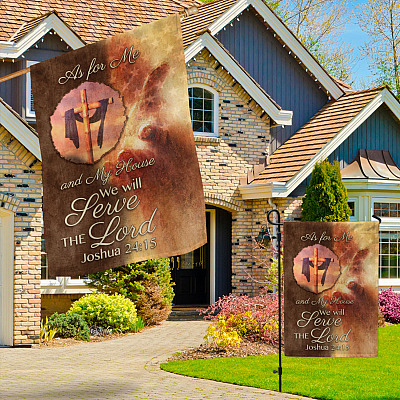 Alternative view of As for Me and My House We Will Serve the Lord Joshua 24 15 Bible Flag Outdoor Decorative Garden Flag - House Flag - Wall Flag